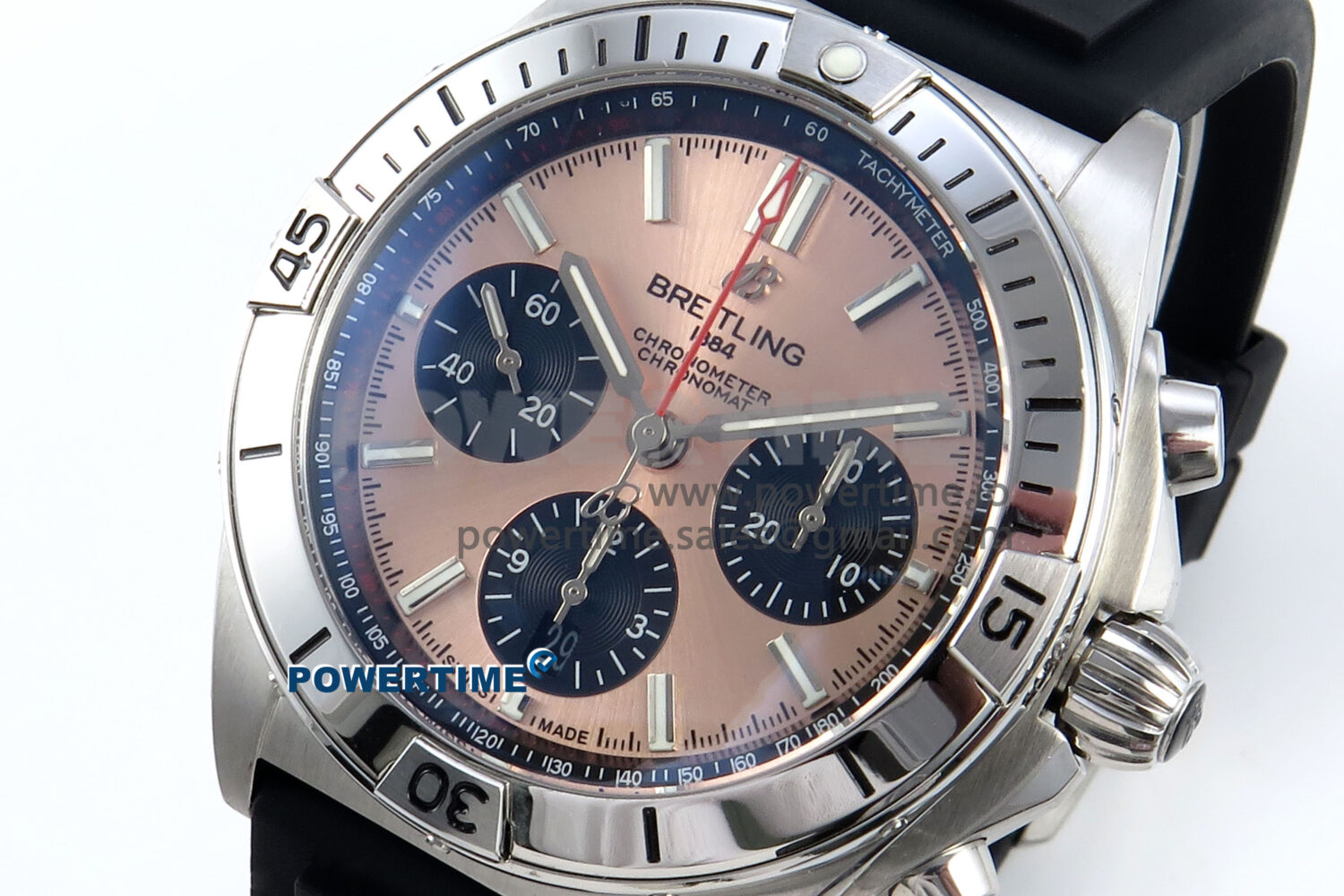 Chronomat B01 42mm SS TF 1:1 Best Edition RG/Black Dial on Black Rubber Strap A7750 V2 - Image 3