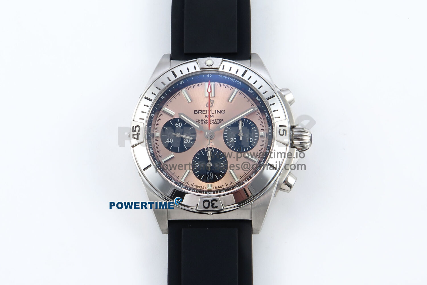 Chronomat B01 42mm SS TF 1:1 Best Edition RG/Black Dial on Black Rubber Strap A7750 V2 - Image 1