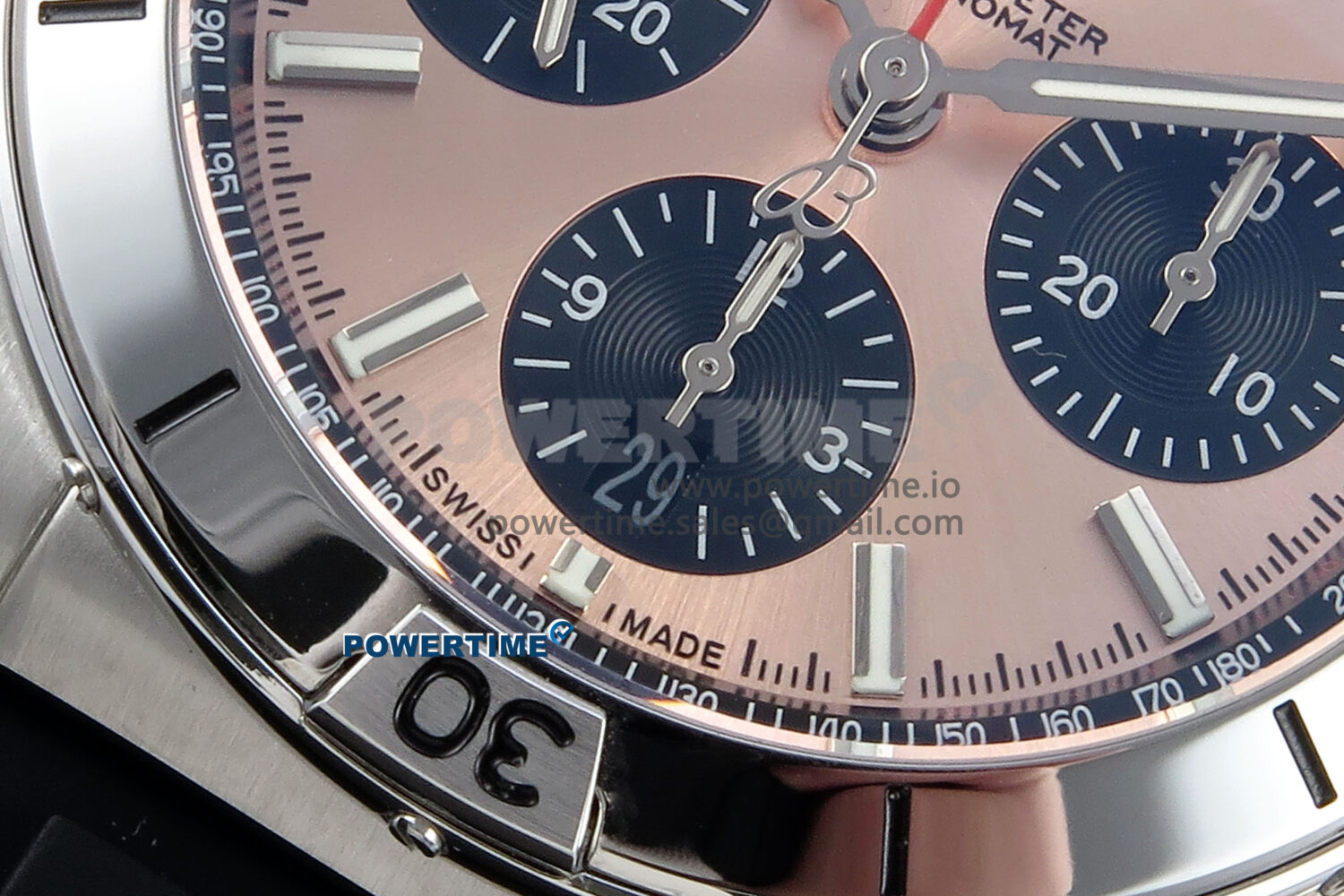 Chronomat B01 42mm SS TF 1:1 Best Edition RG/Black Dial on Black Rubber Strap A7750 V2 - Image 5