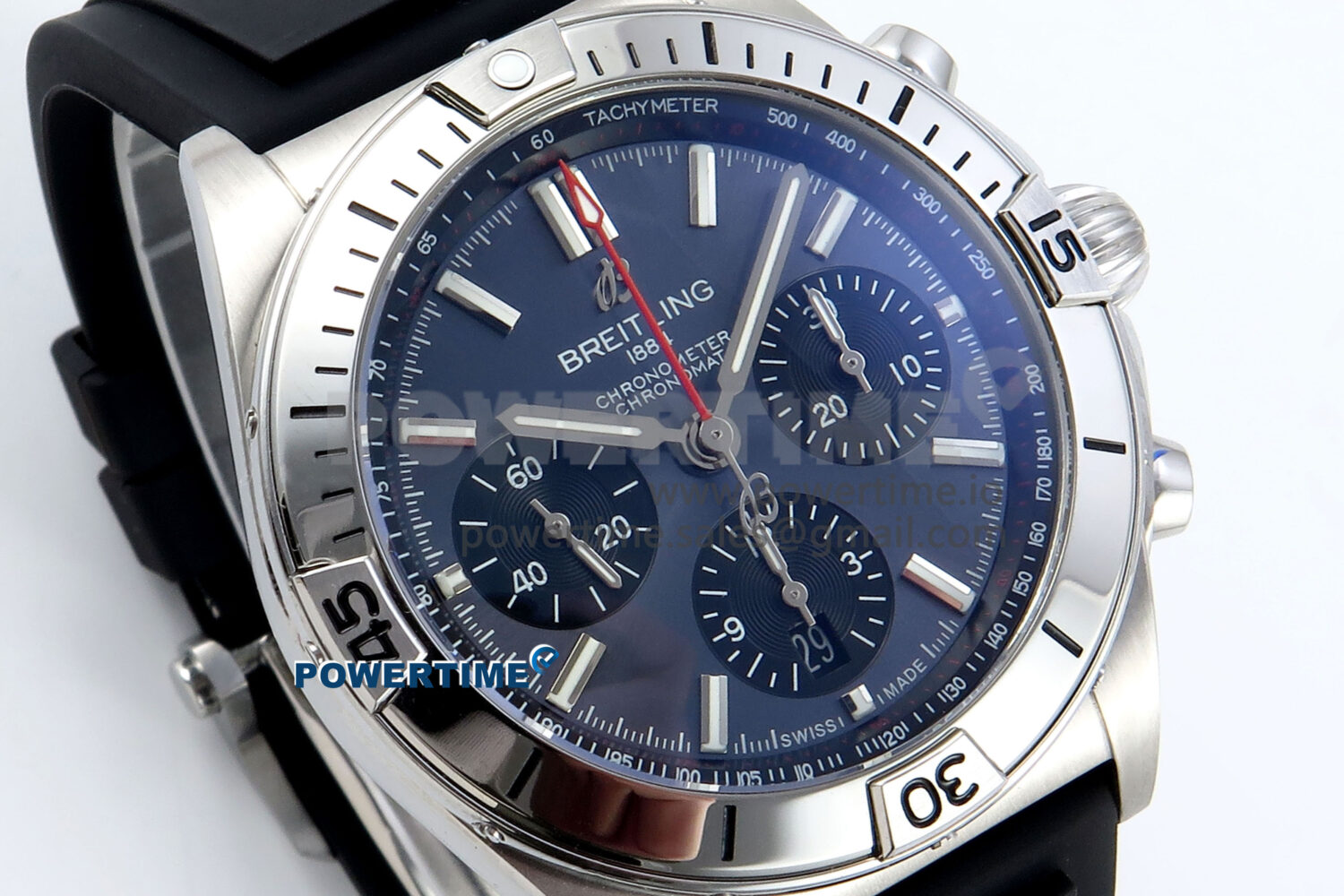 Chronomat B01 42mm SS TF 1:1 Best Edition Gray Dial on Black Rubber Strap A7750 V2 - Image 2