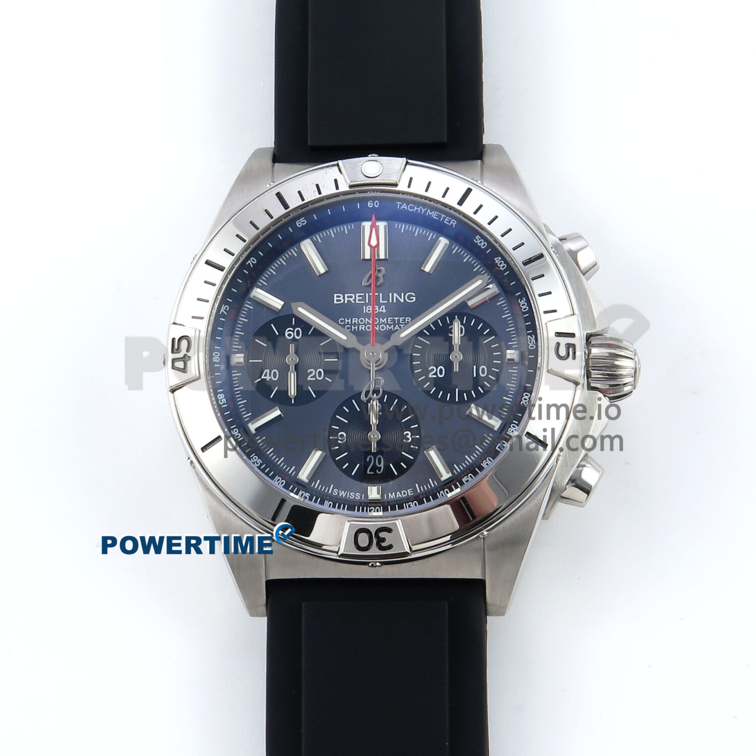 Chronomat B01 42mm SS TF 1:1 Best Edition Gray Dial on Black Rubber Strap A7750 V2