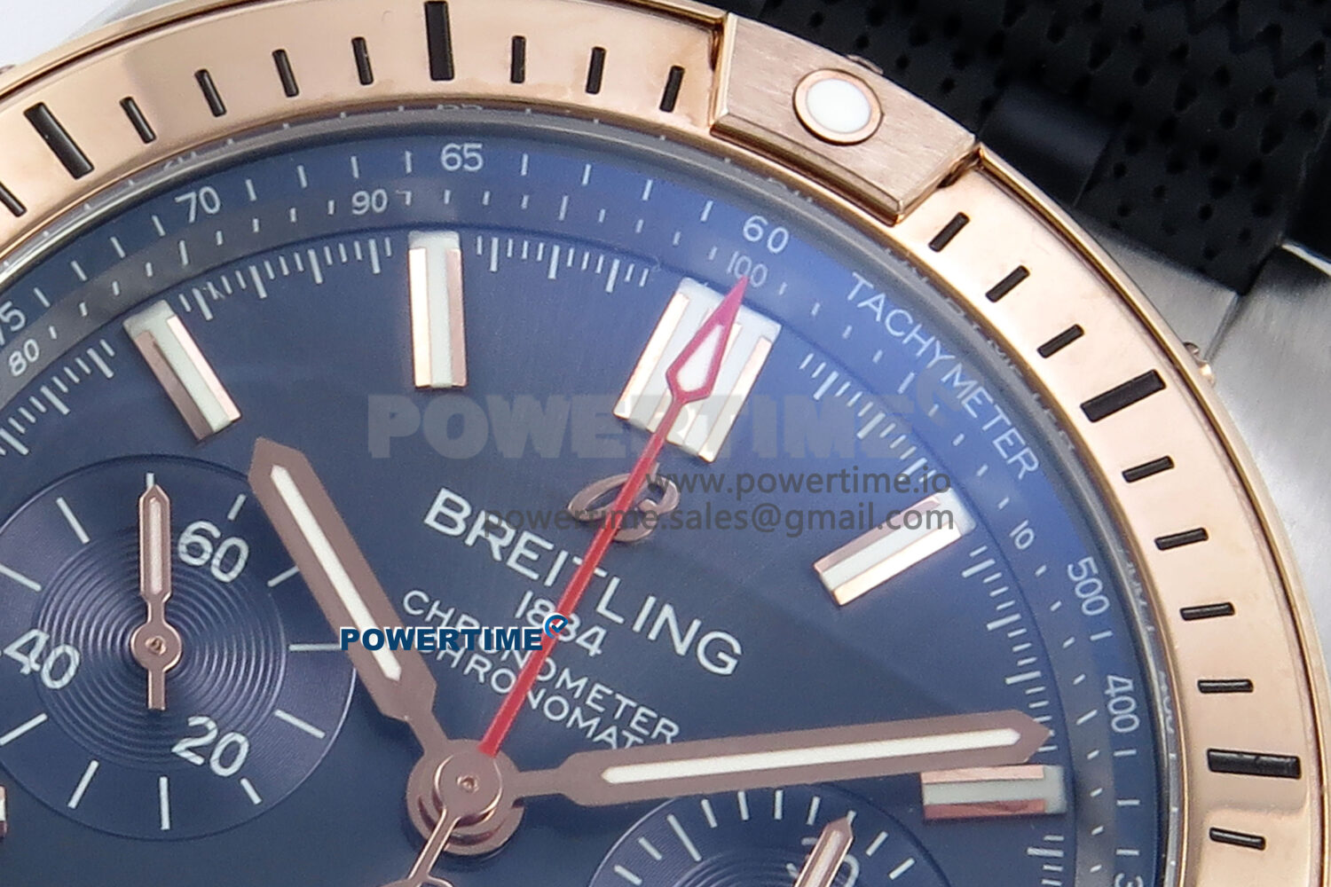 Chronomat B01 42mm SS/RG TF 1:1 Best Edition Blue Dial on Black Rouleaux Strap A7750 V2 - Image 4