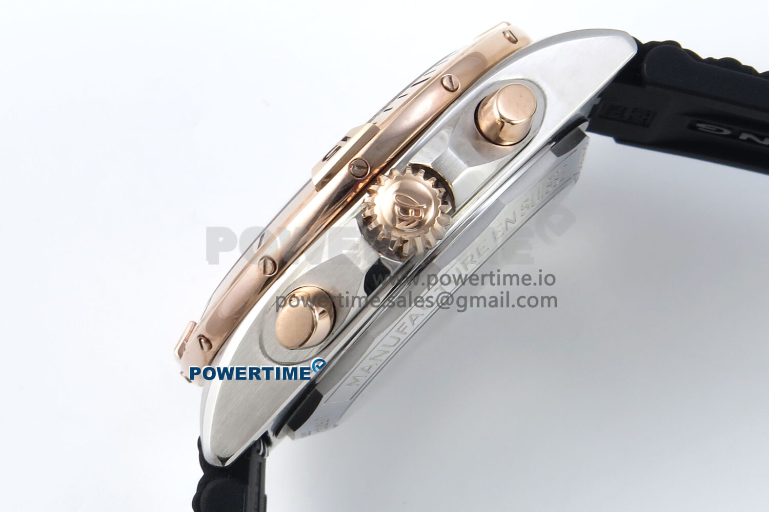Chronomat B01 42mm SS/RG TF 1:1 Best Edition Brown Dial on Black Rouleaux Strap A7750 V2 - Image 7