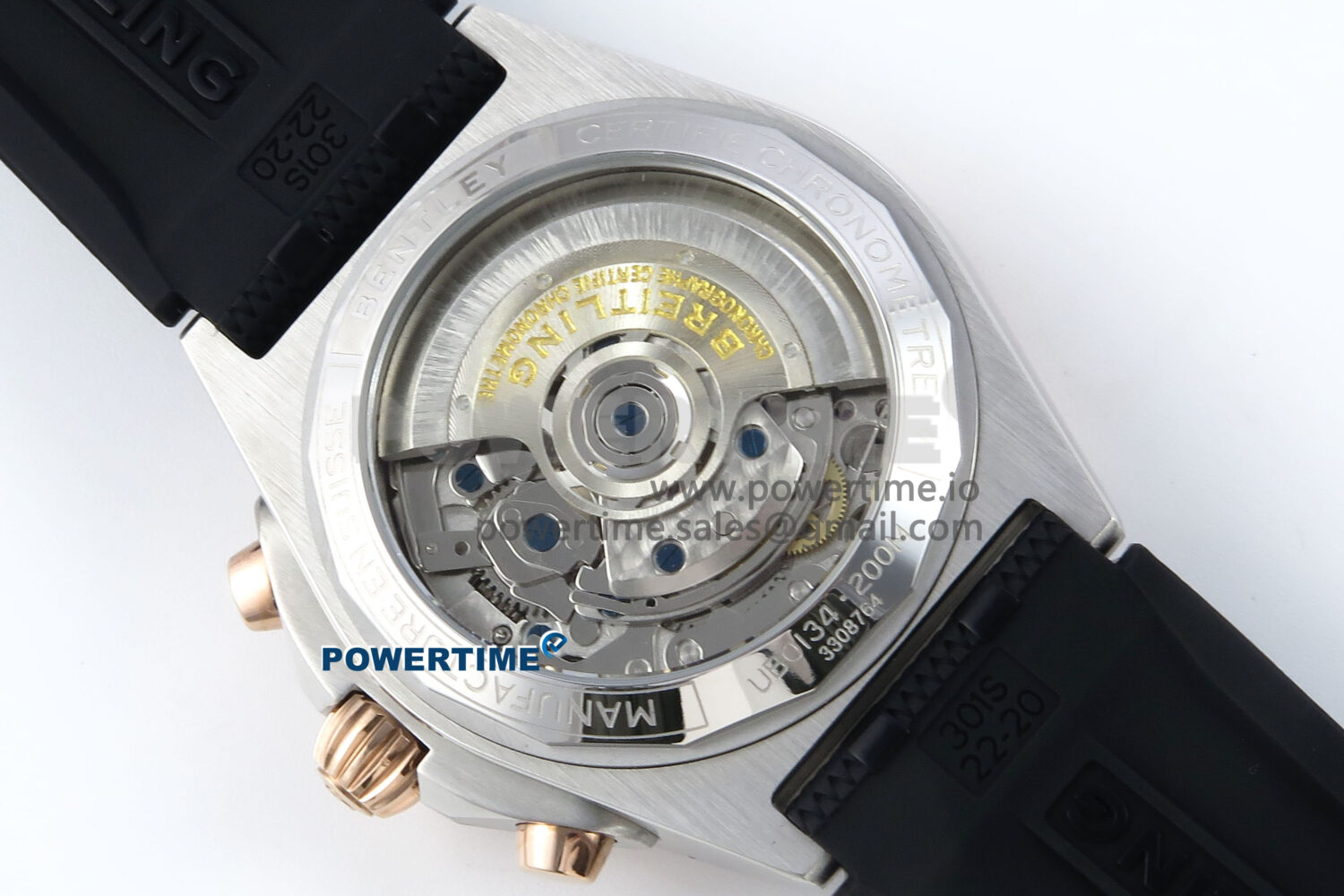 Chronomat B01 42mm SS/RG TF 1:1 Best Edition Brown Dial on Black Rouleaux Strap A7750 V2 - Image 8