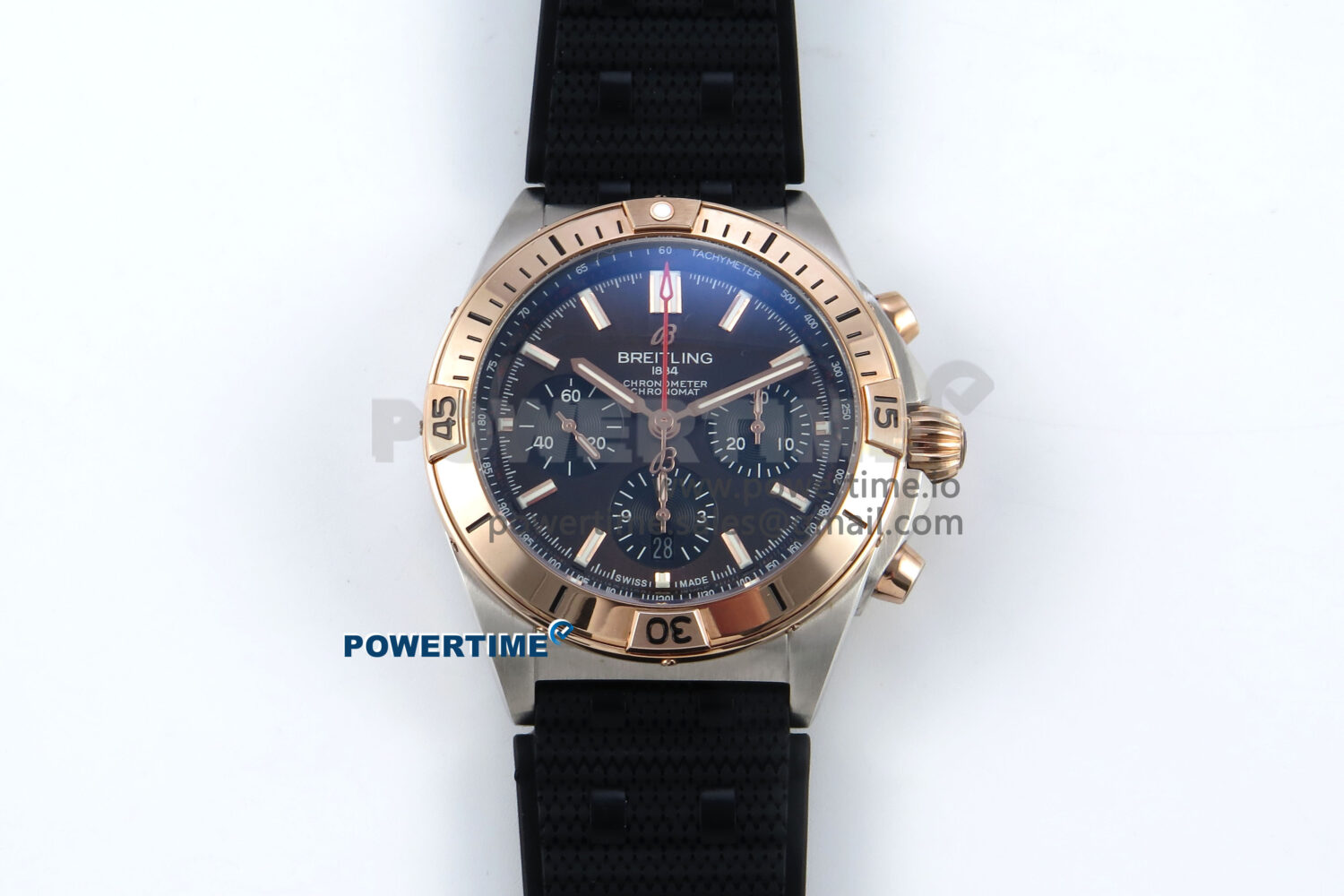 Chronomat B01 42mm SS/RG TF 1:1 Best Edition Brown Dial on Black Rouleaux Strap A7750 V2 - Image 1