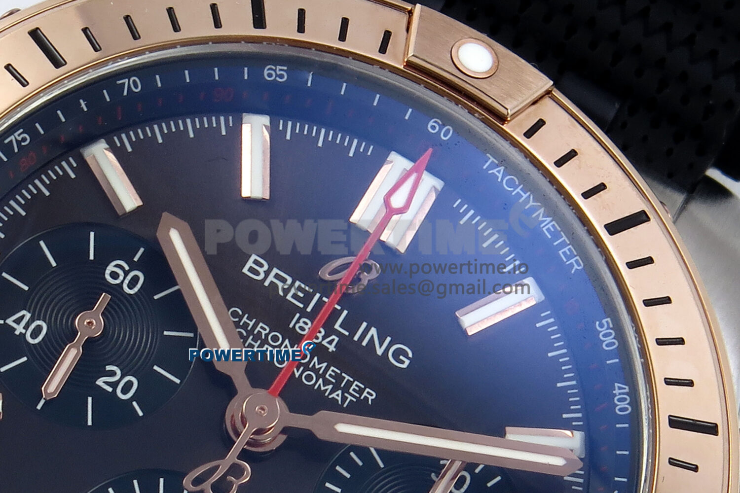 Chronomat B01 42mm SS/RG TF 1:1 Best Edition Brown Dial on Black Rouleaux Strap A7750 V2 - Image 4