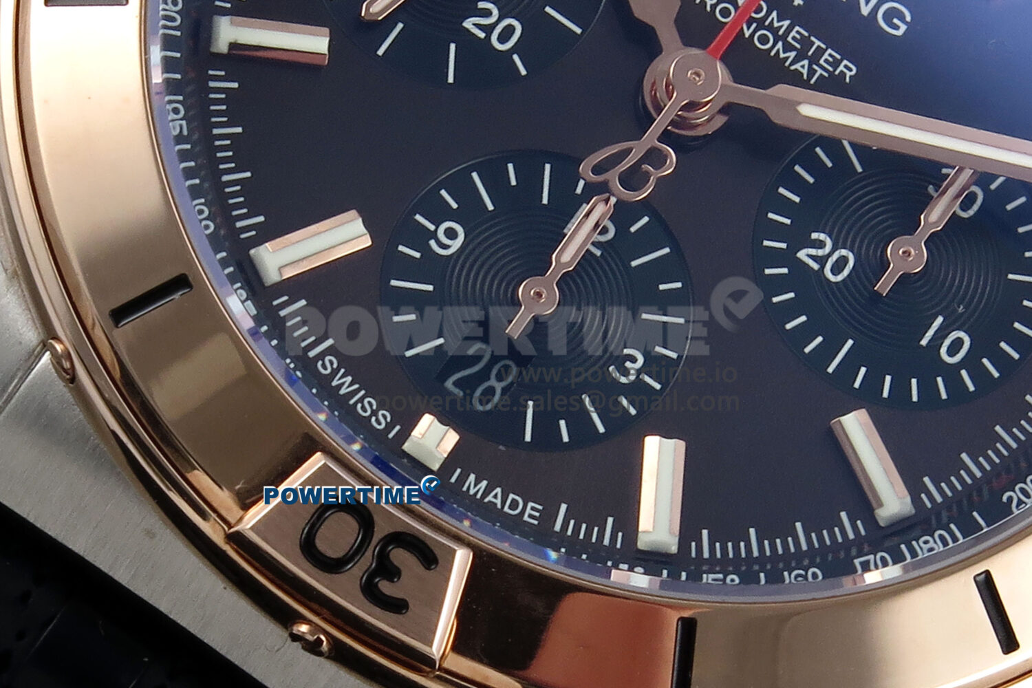 Chronomat B01 42mm SS/RG TF 1:1 Best Edition Brown Dial on Black Rouleaux Strap A7750 V2 - Image 5