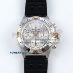Chronomat B01 42mm SS TF 1:1 Best Edition Silver Dial on Black Rouleaux Strap A7750 V2