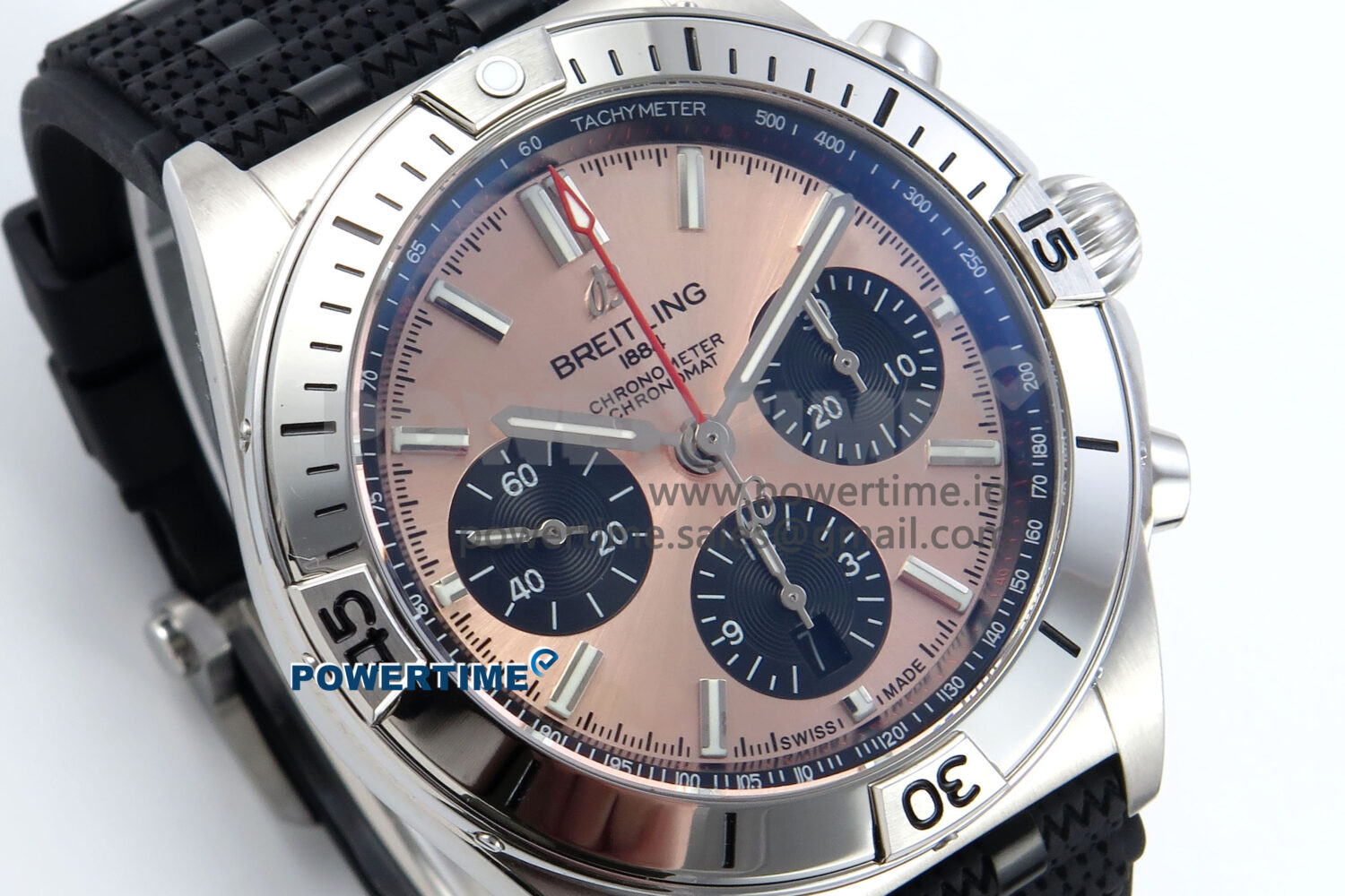Chronomat B01 42mm SS TF 1:1 Best Edition RG/Black Dial on Black Rouleaux Strap A7750 V2 - Image 2