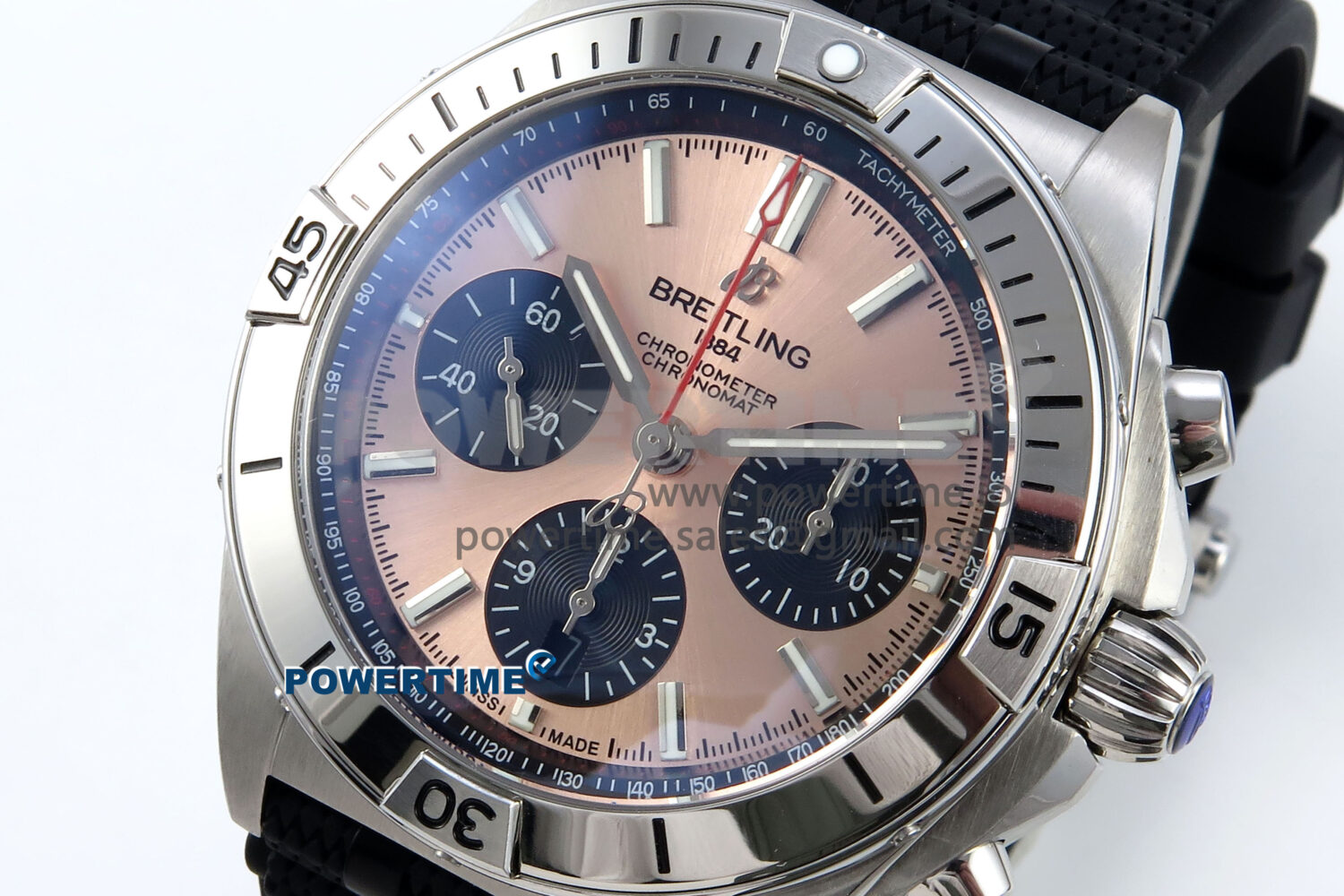 Chronomat B01 42mm SS TF 1:1 Best Edition RG/Black Dial on Black Rouleaux Strap A7750 V2 - Image 3
