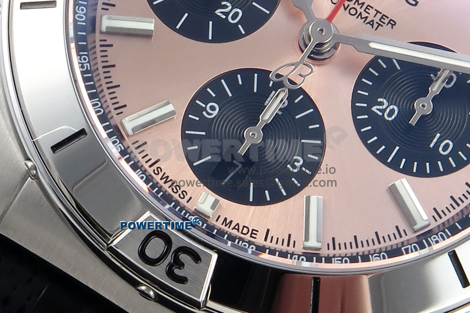 Chronomat B01 42mm SS TF 1:1 Best Edition RG/Black Dial on Black Rouleaux Strap A7750 V2 - Image 5