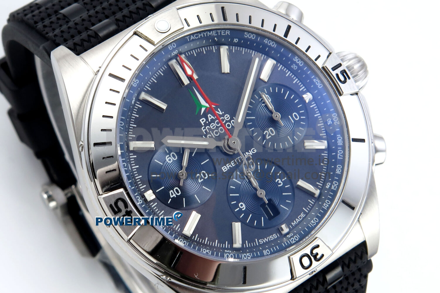 Chronomat B01 42mm SS TF 1:1 Best Edition Blue Dial on Black Rouleaux Strap A7750 V2 - Image 2