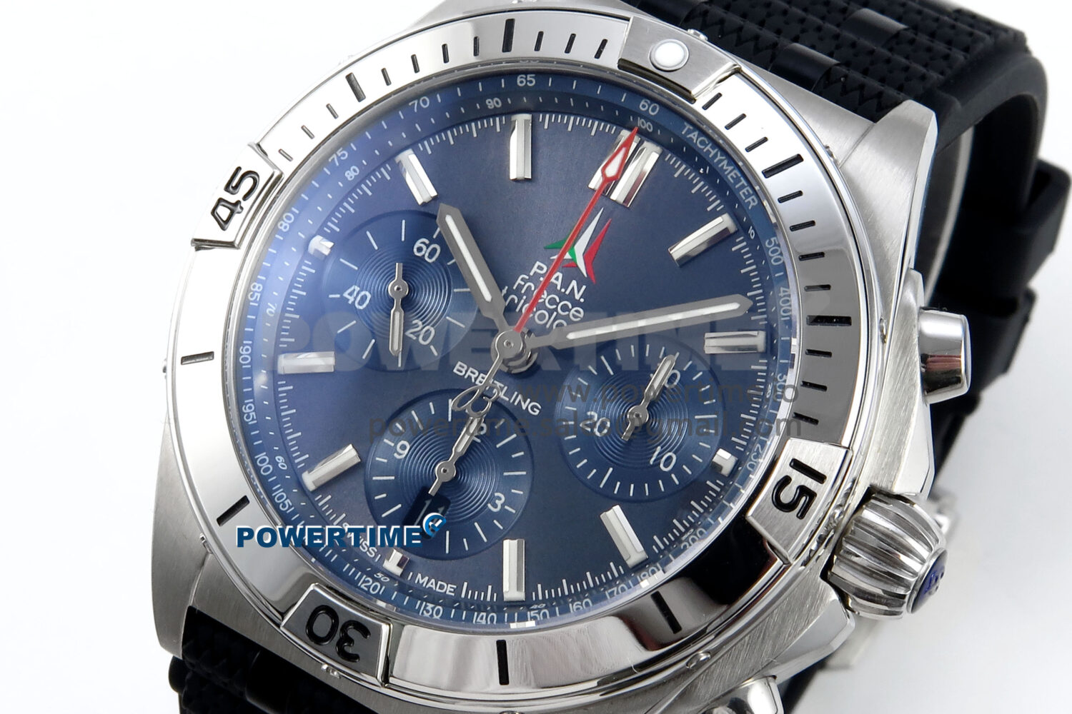 Chronomat B01 42mm SS TF 1:1 Best Edition Blue Dial on Black Rouleaux Strap A7750 V2 - Image 3