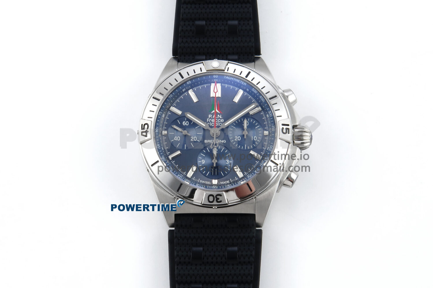 Chronomat B01 42mm SS TF 1:1 Best Edition Blue Dial on Black Rouleaux Strap A7750 V2 - Image 1