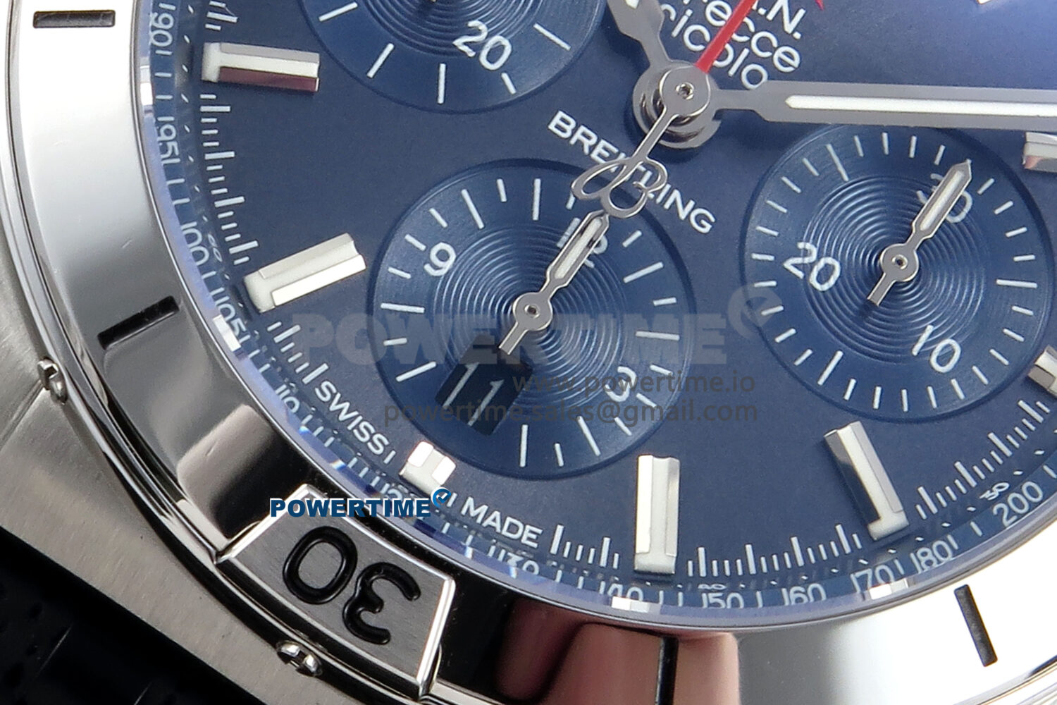 Chronomat B01 42mm SS TF 1:1 Best Edition Blue Dial on Black Rouleaux Strap A7750 V2 - Image 5