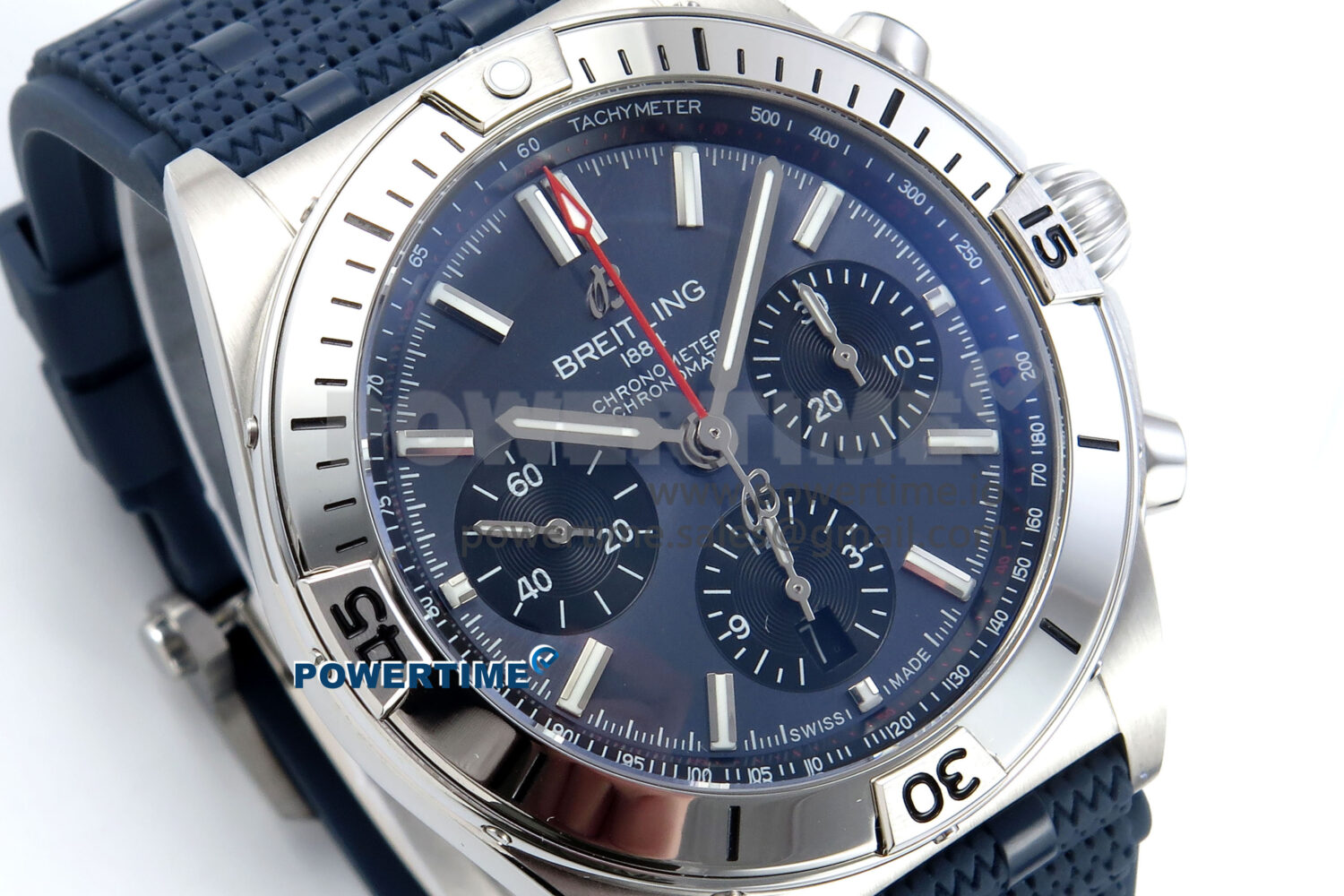 Chronomat B01 42mm SS TF 1:1 Best Edition Blue Dial on Blue Rouleaux Strap A7750 V2 - Image 2