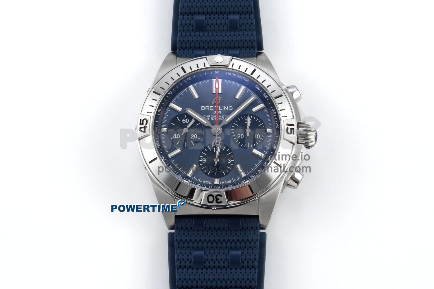 Chronomat B01 42mm SS TF 1:1 Best Edition Blue Dial on Blue Rouleaux Strap A7750 V2 - Image 1