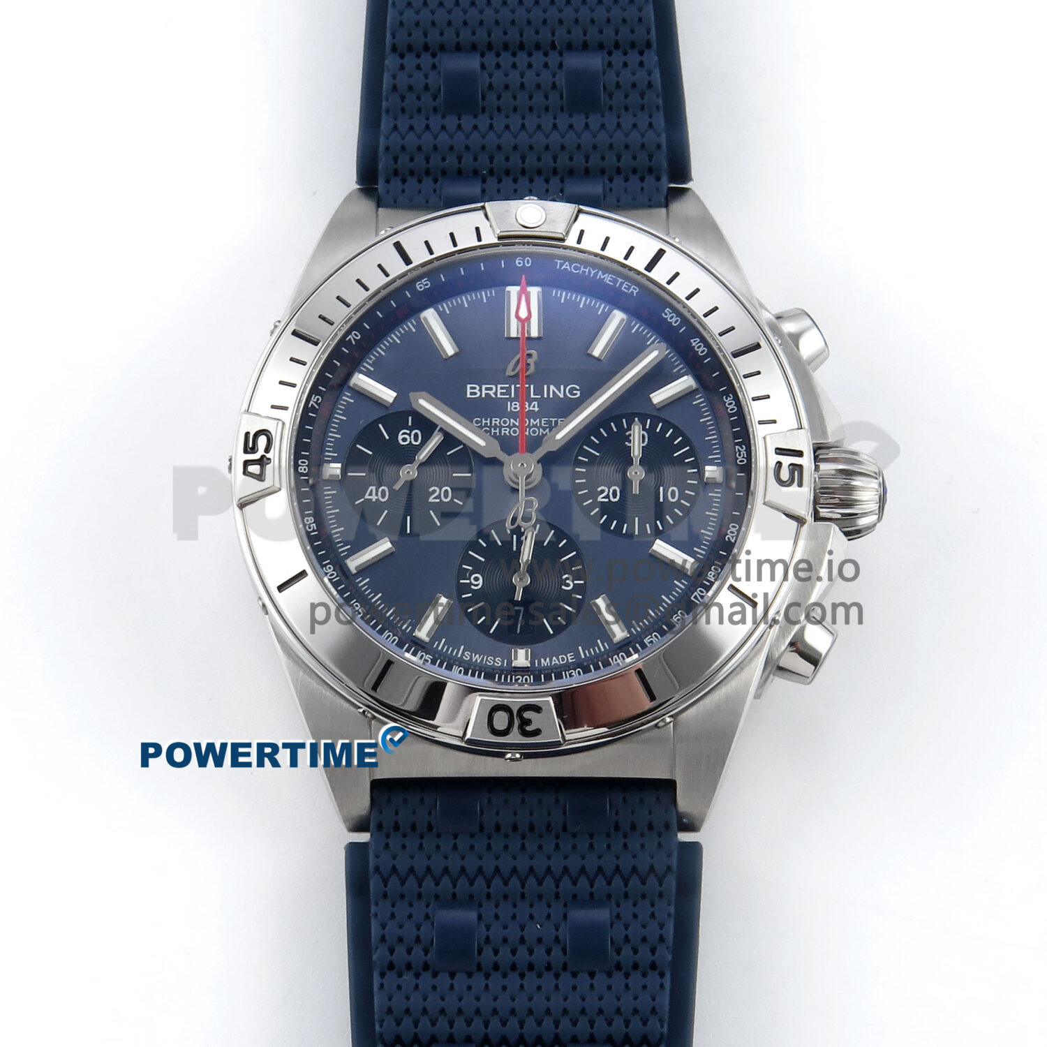 Chronomat B01 42mm SS TF 1:1 Best Edition Blue Dial on Blue Rouleaux Strap A7750 V2