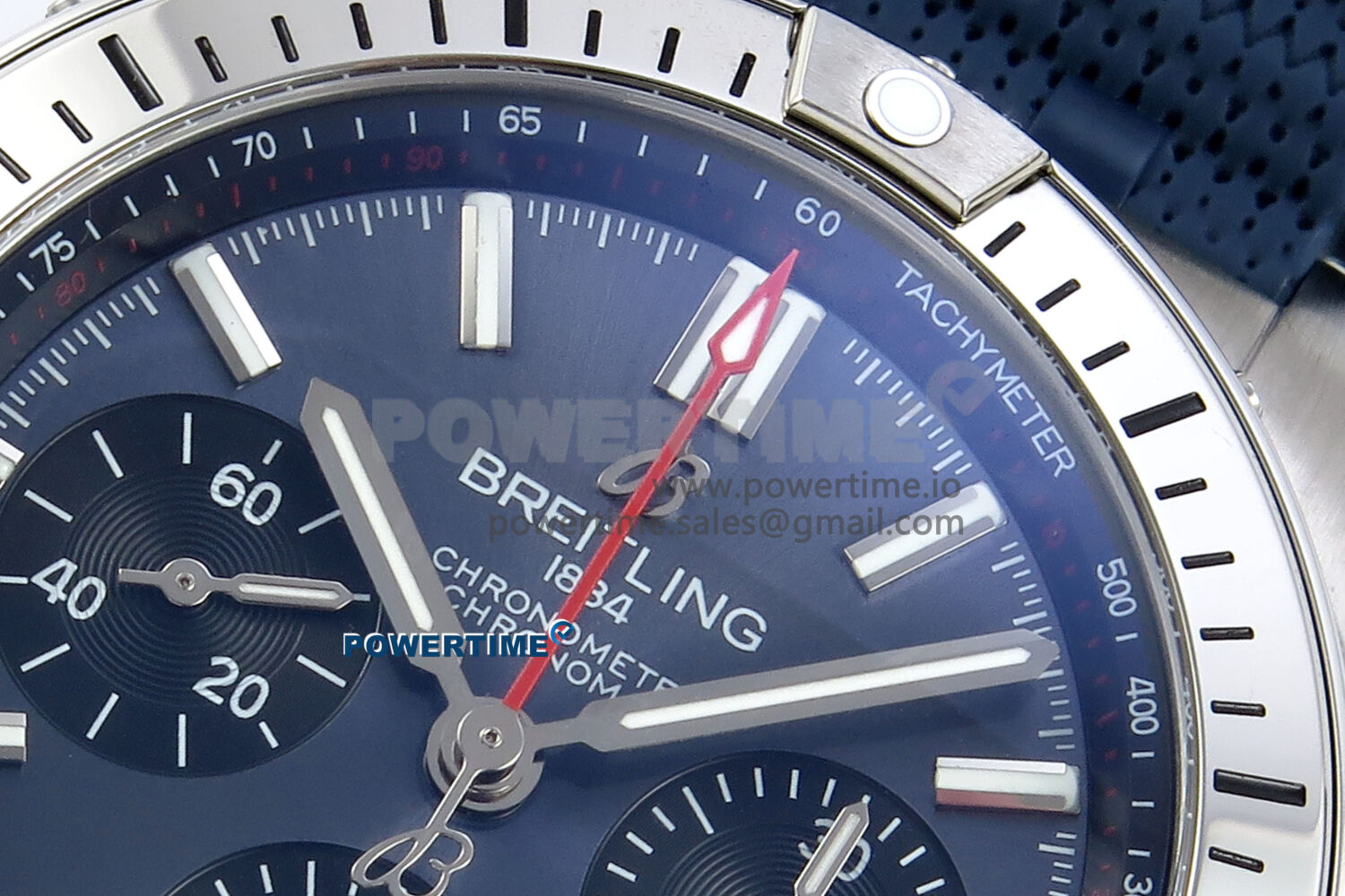 Chronomat B01 42mm SS TF 1:1 Best Edition Blue Dial on Blue Rouleaux Strap A7750 V2 - Image 4