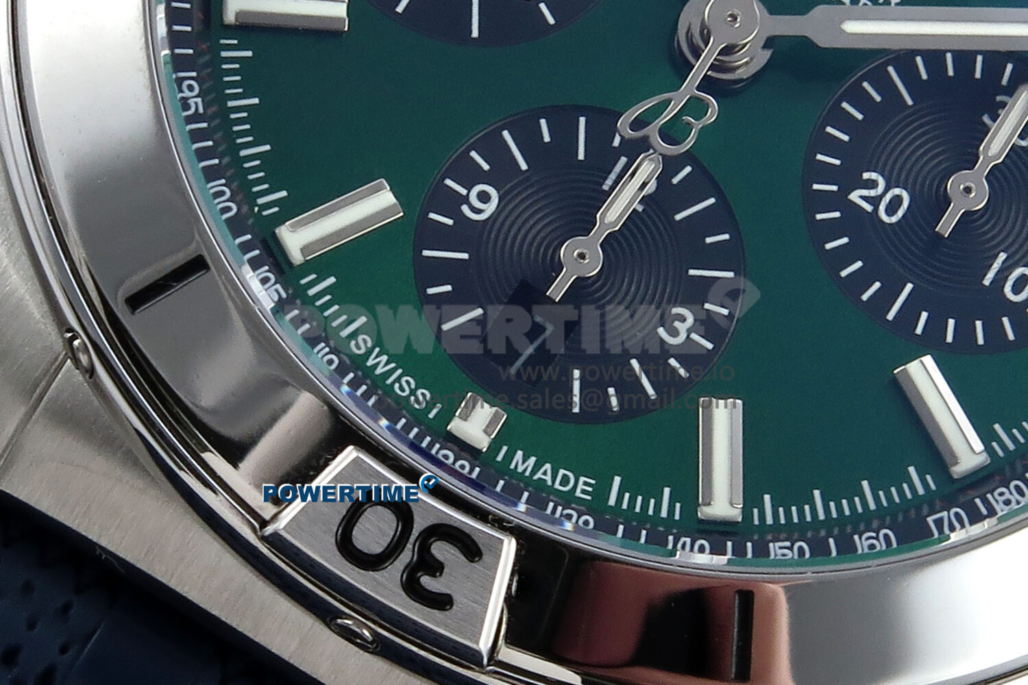 Chronomat B01 42mm SS TF 1:1 Best Edition Green/Black Dial on Blue Rouleaux Strap A7750 V2 - Image 5