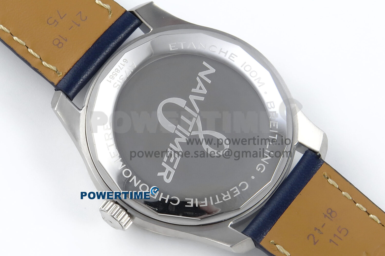 Navitimer 8 Automatic 41mm SS TF 1:1 Best Edition Blue Dial on Blue Leather Strap A2824 - Image 8