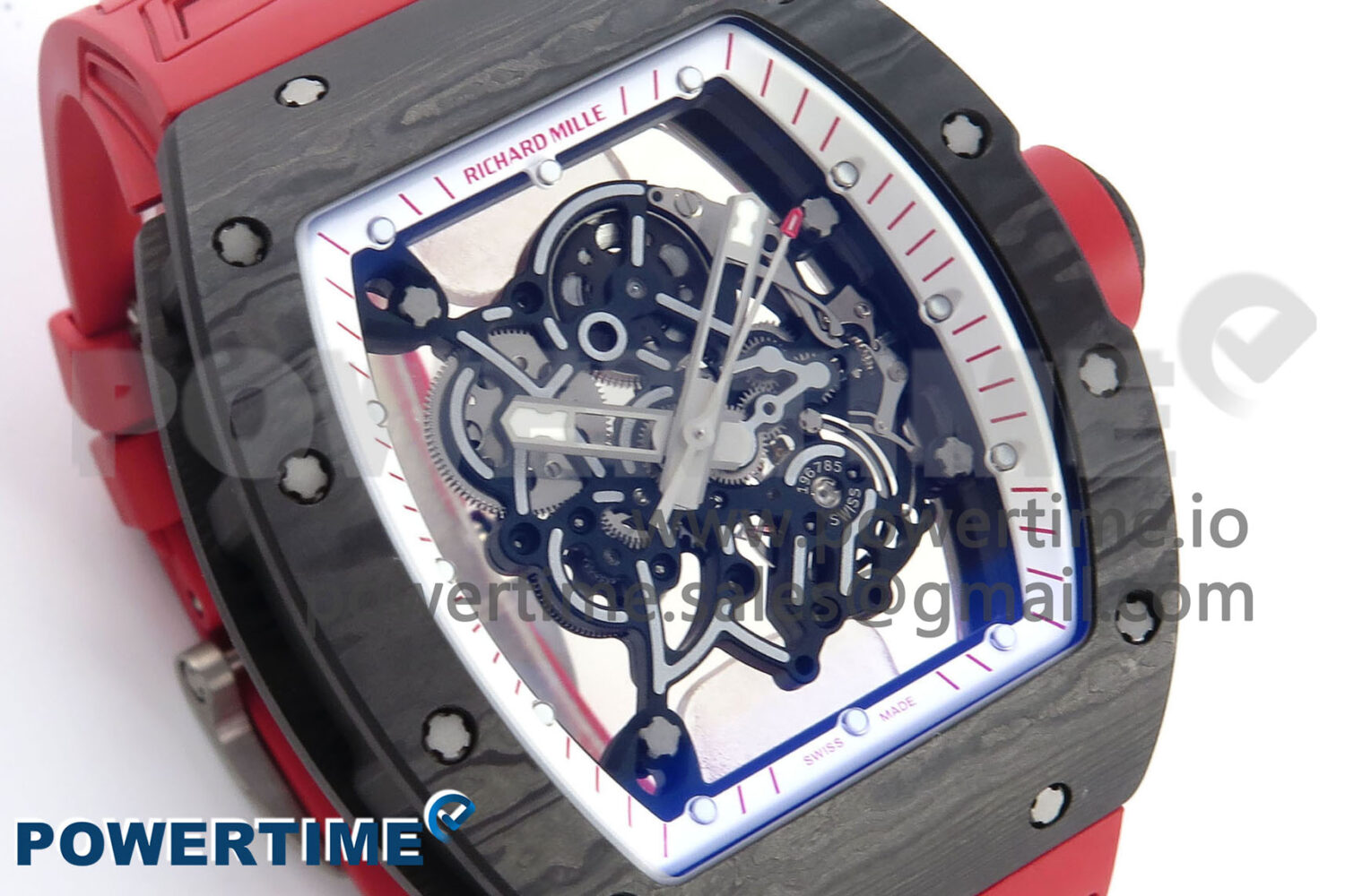 RM055 NTPT ZF 1:1 Best Edition White Bezel Red Crown on Shark Rubber Strap RMUL2 Super Clone - Image 2