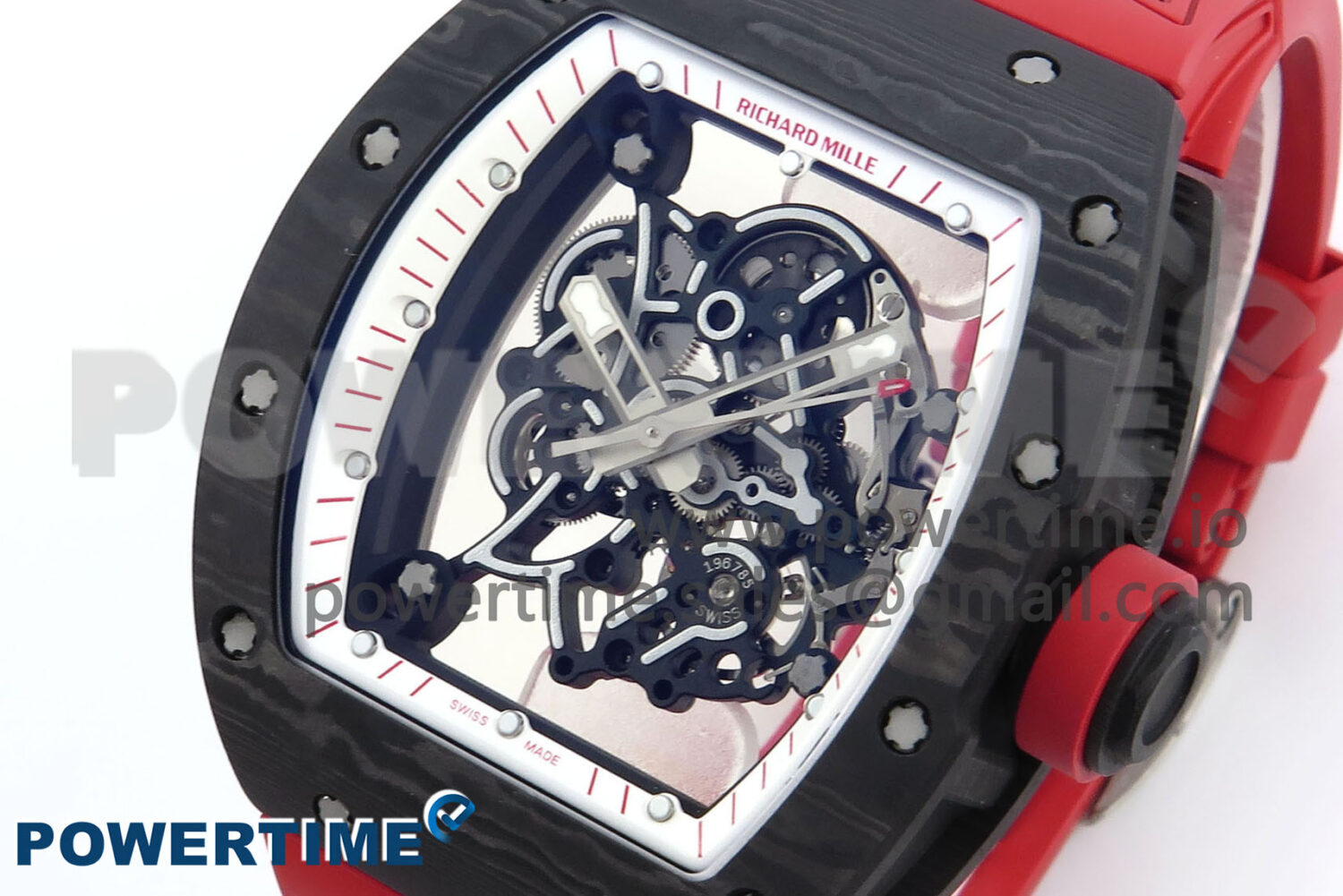 RM055 NTPT ZF 1:1 Best Edition White Bezel Red Crown on Shark Rubber Strap RMUL2 Super Clone - Image 3