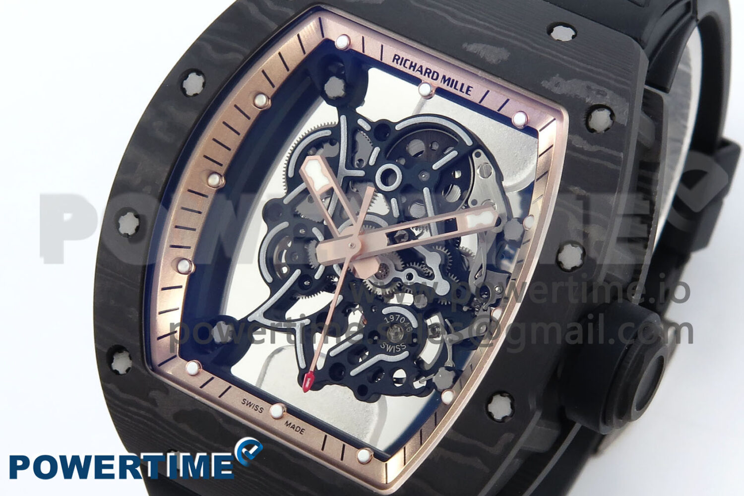 RM055 NTPT ZF 1:1 Best Edition RG Bezel Black Crown on Shark Rubber Strap RMUL2 Super Clone - Image 3