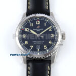 Navitimer 8 Automatic 41mm SS TF 1:1 Best Edition Black Dial on Black Leather Strap A2824