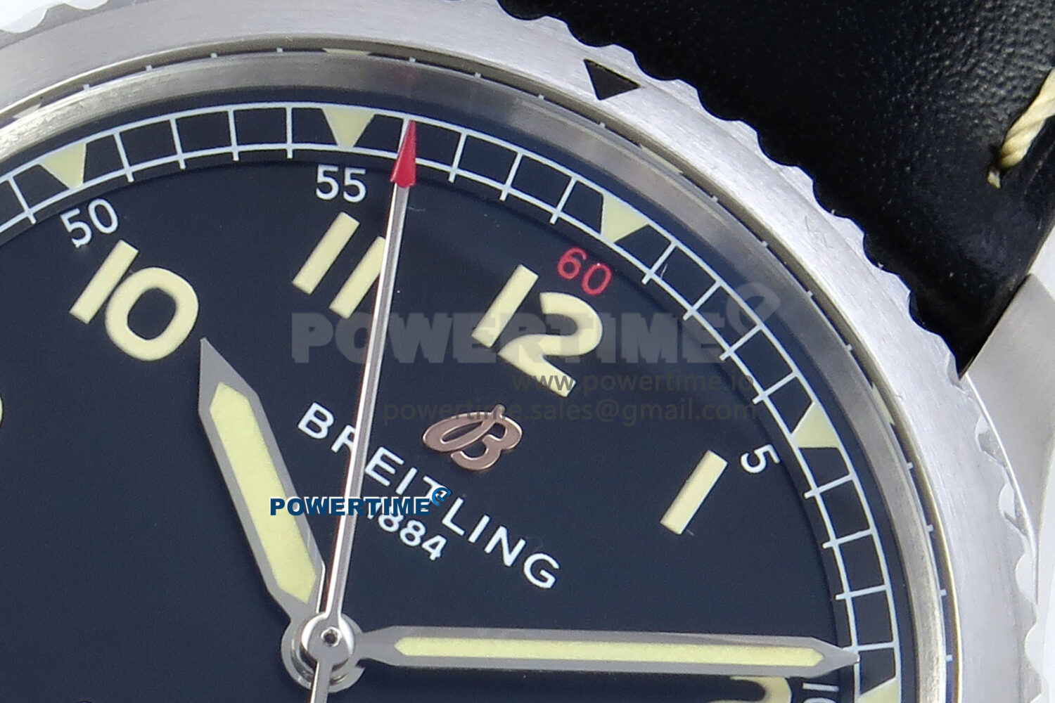 Navitimer 8 Automatic 41mm SS TF 1:1 Best Edition Black Dial on Black Leather Strap A2824 - Image 4