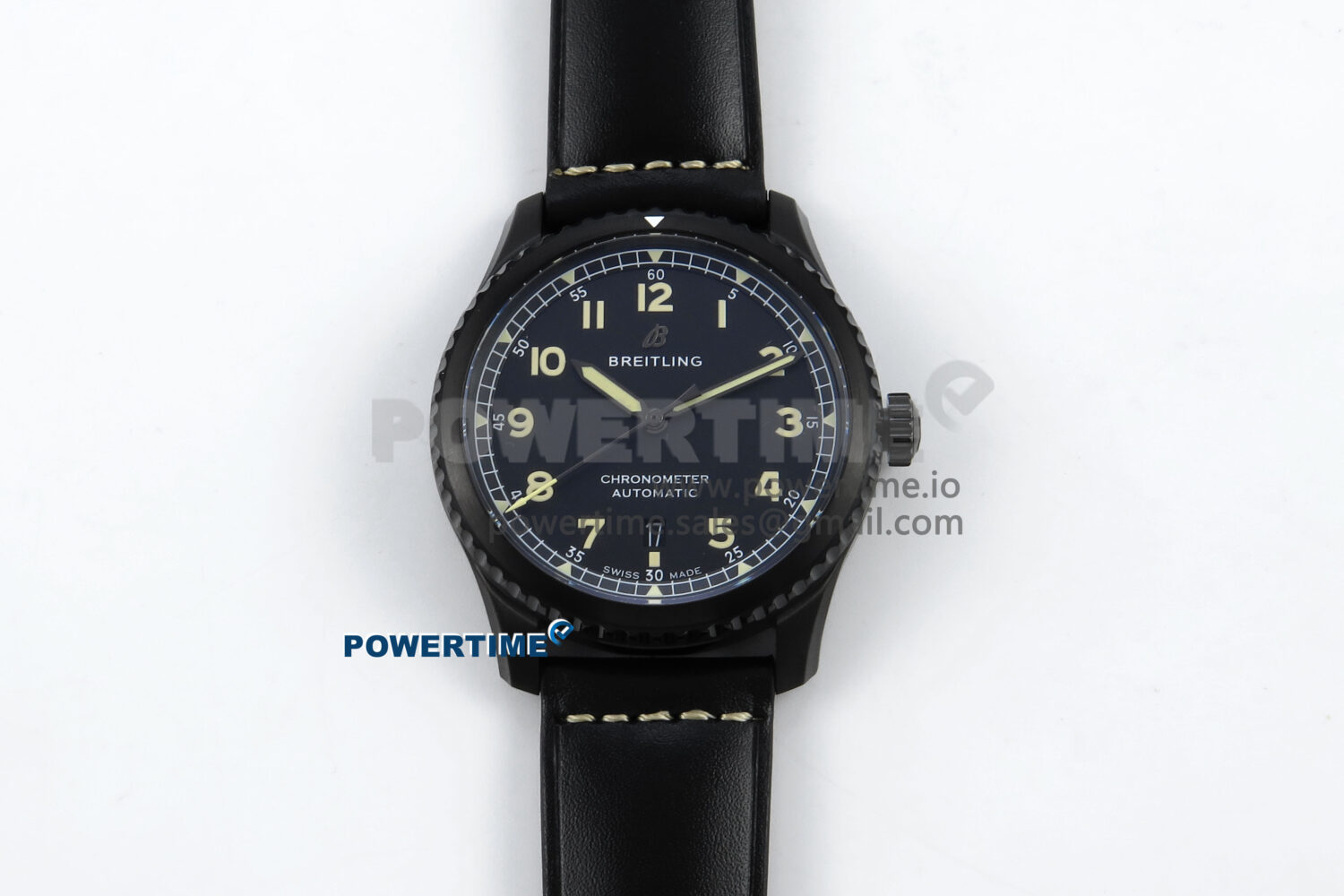 Navitimer 8 Automatic 41mm PVD TF 1:1 Best Edition Black Dial on Black Leather Strap A2824 - Image 1