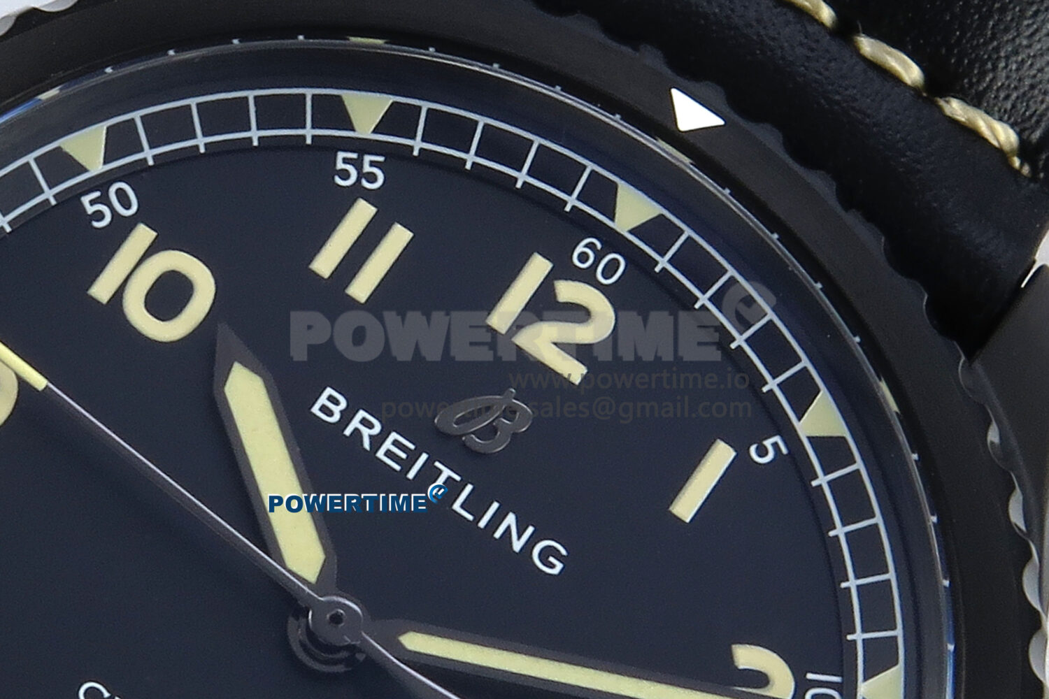 Navitimer 8 Automatic 41mm PVD TF 1:1 Best Edition Black Dial on Black Leather Strap A2824 - Image 4