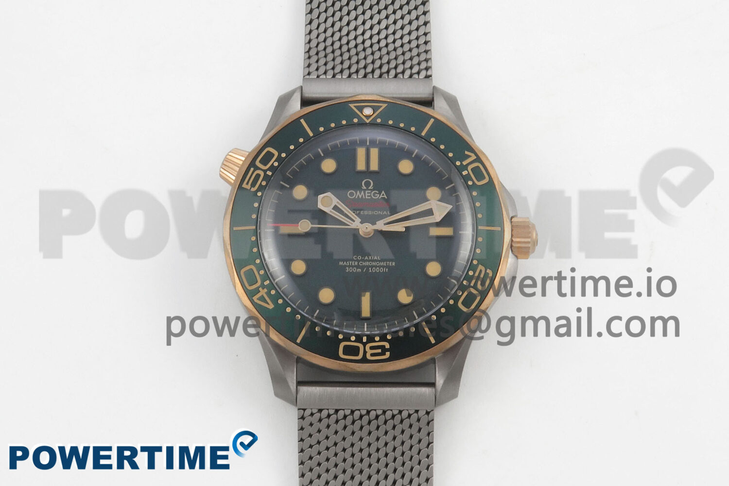 Seamaster 300M Diver Titanium/Bronze Gold VSF 1:1 Best Edition Green Dial on Titanium Mesh Bracelet A8806 - Image 1