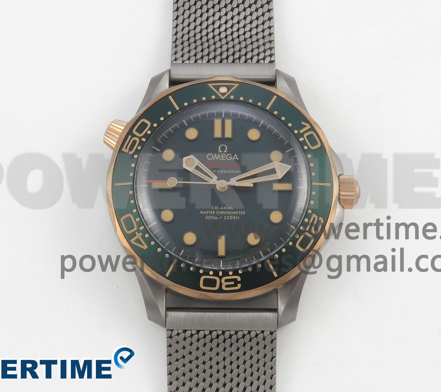 Seamaster 300M Diver Titanium/Bronze Gold VSF 1:1 Best Edition Green Dial on Titanium Mesh Bracelet A8806