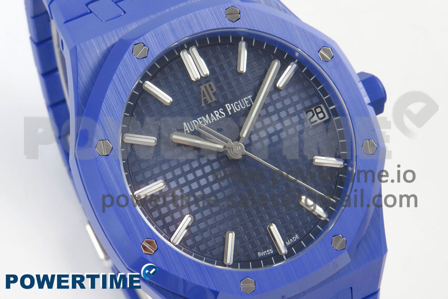 Royal Oak 41mm 15500 APSF 1:1 Best Edition Blue Dial on Blue Ceramic Bracelet SA4302 Super Clone - Image 3