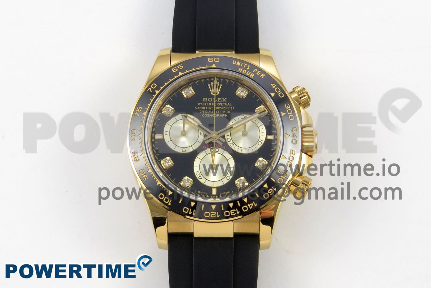 Daytona 126518 YG Clean 1:1 Best Edition 904L Black/YG Diamond Dial on Oysterflex Rubber Strap DD4131 - Image 1