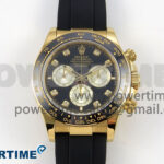 Daytona 126518 YG Clean 1:1 Best Edition 904L Black/YG Diamond Dial on Oysterflex Rubber Strap DD4131