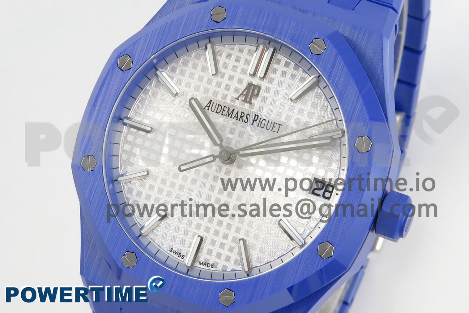 Royal Oak 41mm 15500 APSF 1:1 Best Edition White Dial on Blue Ceramic Bracelet SA4302 Super Clone - Image 3
