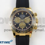 Daytona 126518 Clean YG 1:1 Best Edition Black/YG Dial on Oysterflex Rubber Strap DD4131