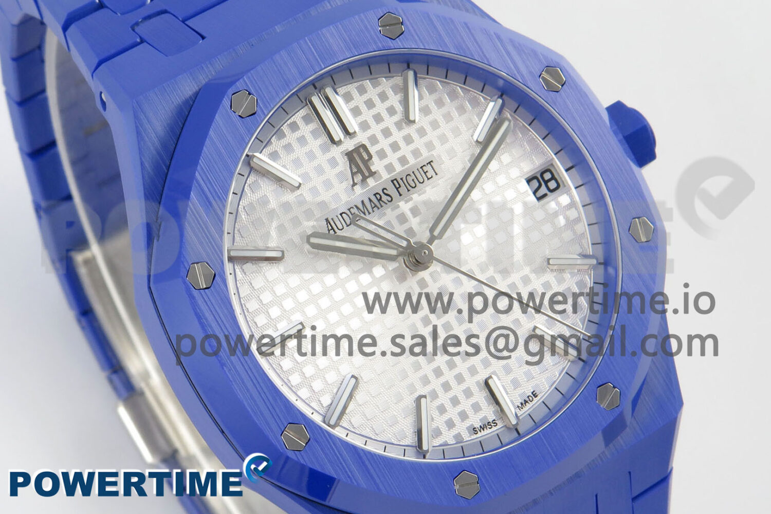 Royal Oak 41mm 15500 APSF 1:1 Best Edition White Dial on Blue Ceramic Bracelet SA4302 Super Clone - Image 2