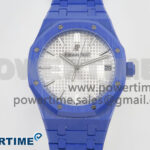 Royal Oak 41mm 15500 APSF 1:1 Best Edition White Dial on Blue Ceramic Bracelet SA4302 Super Clone