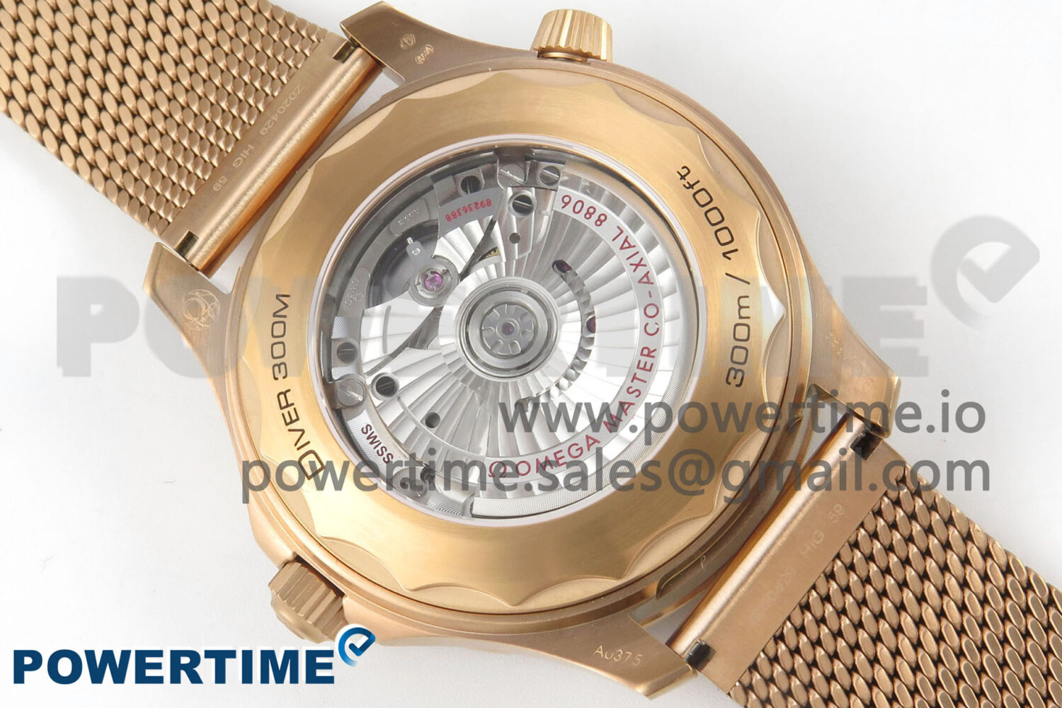 Seamaster 300M Diver Rose Gold VSF 1:1 Best Edition Black Dial on Mesh Bracelet A8806 - Image 8