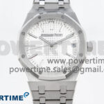 Royal Oak 15510 SS APSF 1:1 Best Edition White Dial on SS Bracelet SA4302 Super Clone V2 (SW Dial)