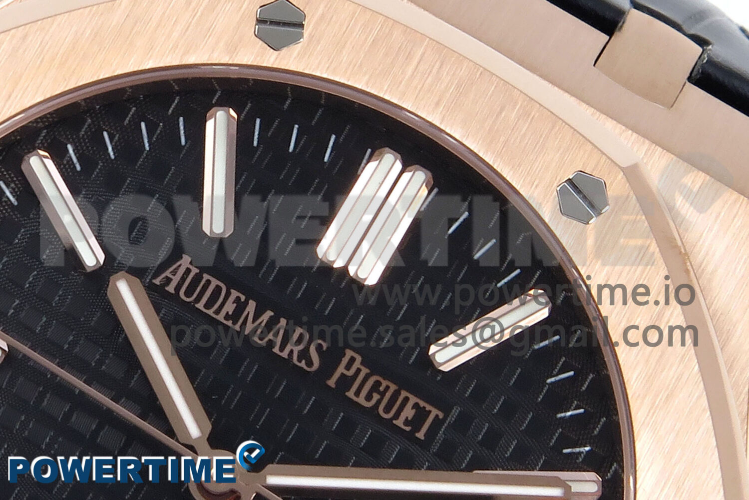Royal Oak 15510 RG APSF 1:1 Best Edition Black Dial on Black Leather Strap SA4302 Super Clone V2 (SW Dial) - Image 4