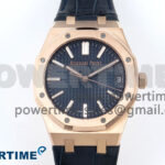 Royal Oak 15510 RG APSF 1:1 Best Edition Blue Dial on Blue Leather Strap SA4302 Super Clone V2 (SW Dial)