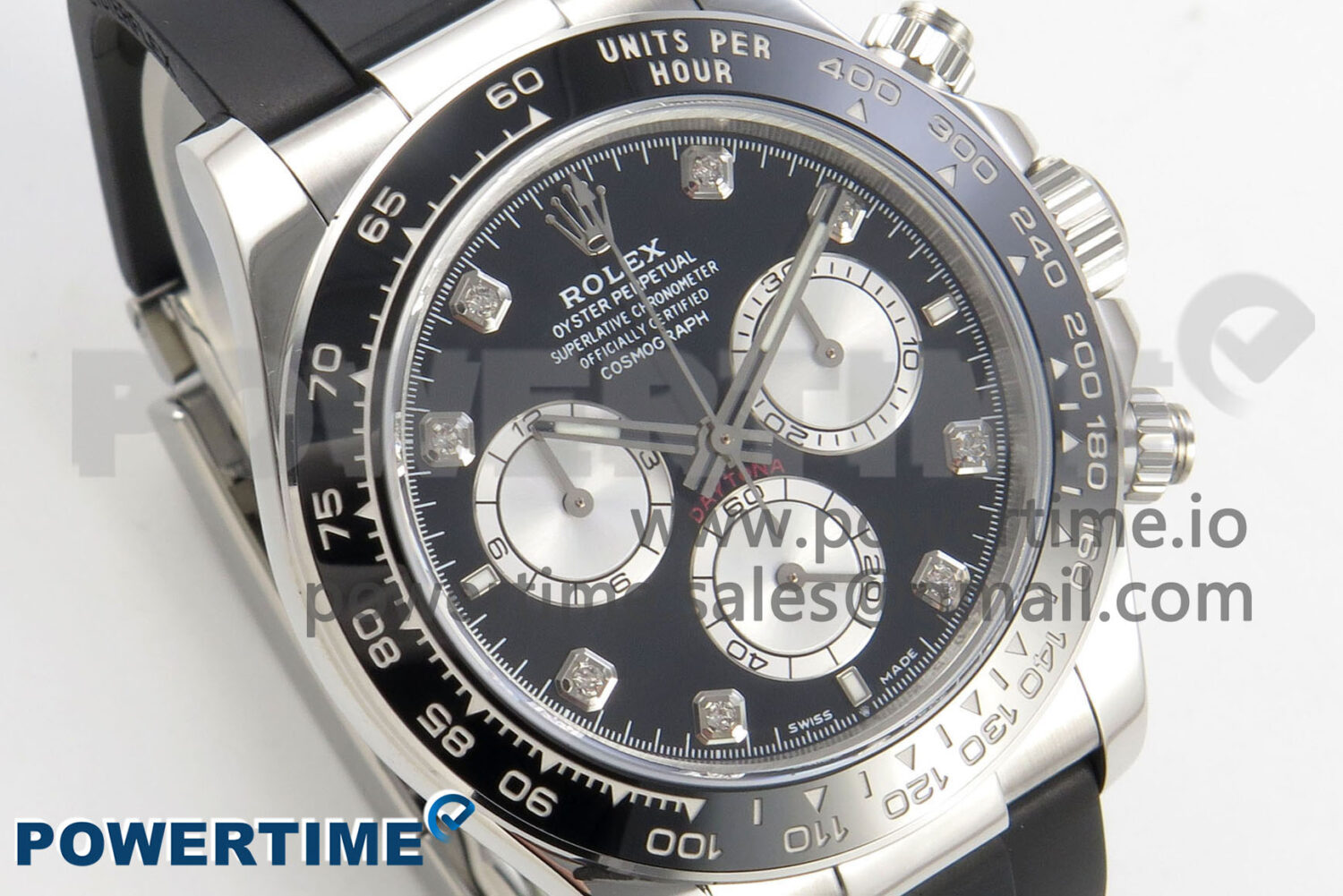Daytona 126519LN SS Clean 1:1 Best Edition Black Diamonds Dial on Oysterflex Rubber Strap DD4131 - Image 2