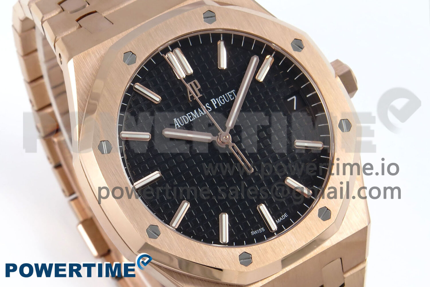 Royal Oak 15500 RG APSF 1:1 Best Edition Black Dial on RG Bracelet SA4302 Super Clone V2 (SW Dial) - Image 2