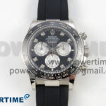 Daytona 126519LN SS Clean 1:1 Best Edition Black Diamonds Dial on Oysterflex Rubber Strap DD4131