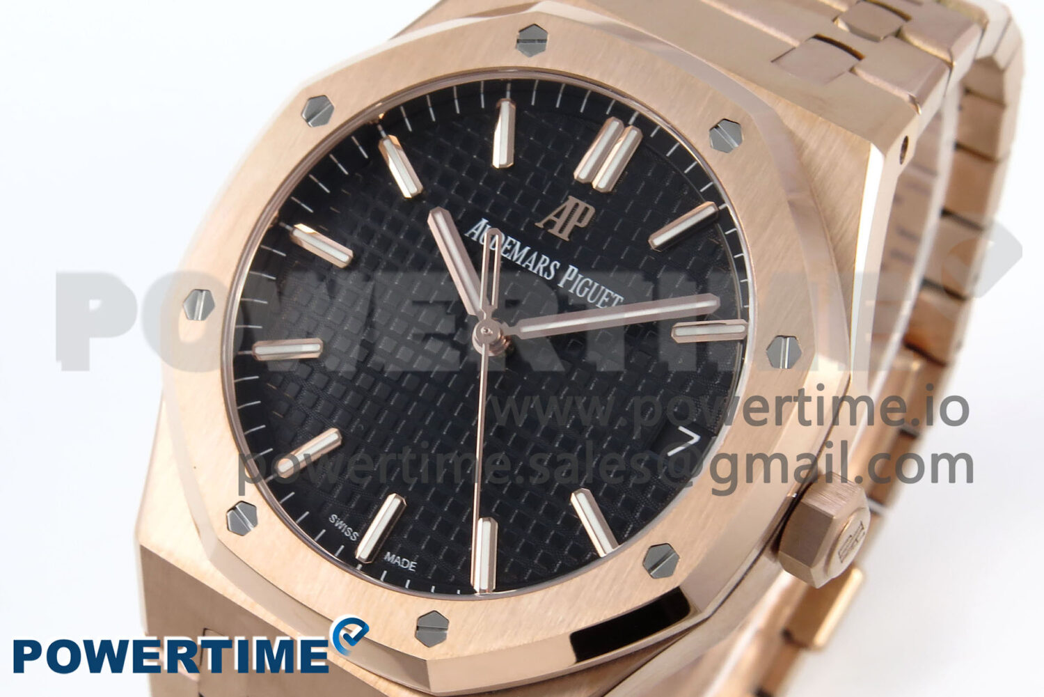 Royal Oak 15500 RG APSF 1:1 Best Edition Black Dial on RG Bracelet SA4302 Super Clone V2 (SW Dial) - Image 3