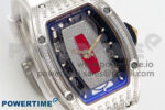 RM07 Ladies SS Diamonds Bezel ZF 1:1 Best Edition Red Diamonds Skeleton Dial on White Rubber Strap CRMA2 Clone - Image 2